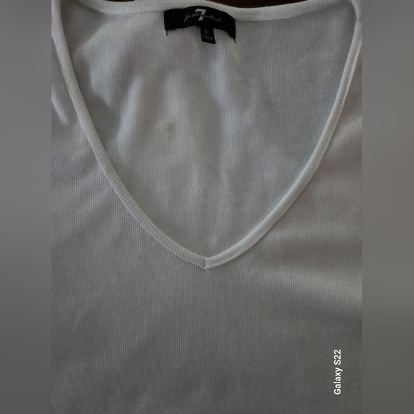 7 For All Mankind White Ribbed Bodysuits Size M Sleeveless Size L Elbow Short - Picture 8 of 16